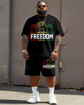 Big & Tall Black Juneteenth T-Shirt Shorts Set for big men view 2