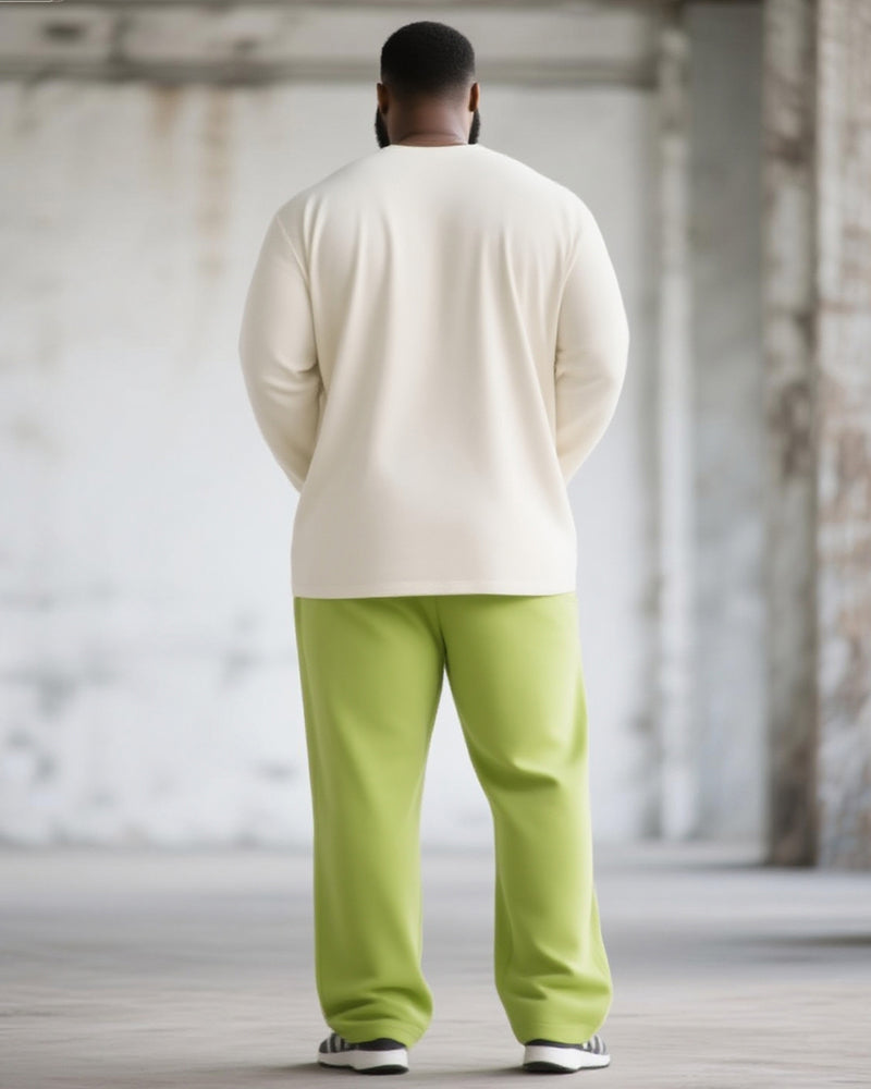 Big & Tall Green Graphic Graffiti T-Shirt Pants Set for big men view 4
