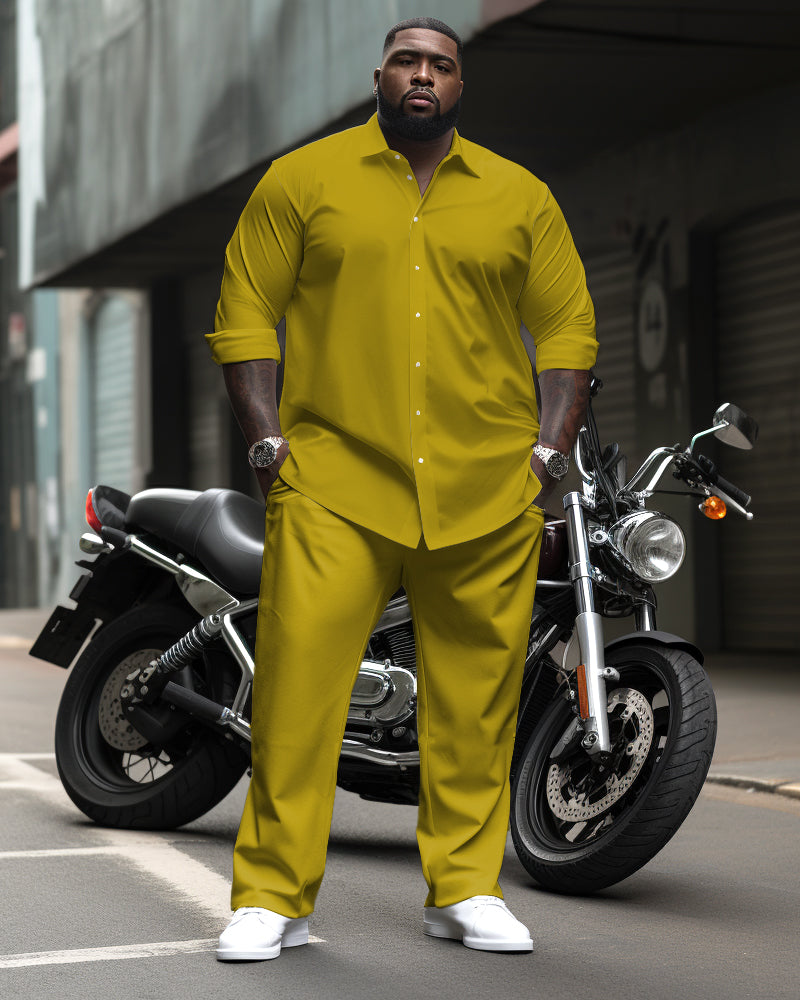 Big & Tall Solid Color Shirt Pants Set for big men view 6