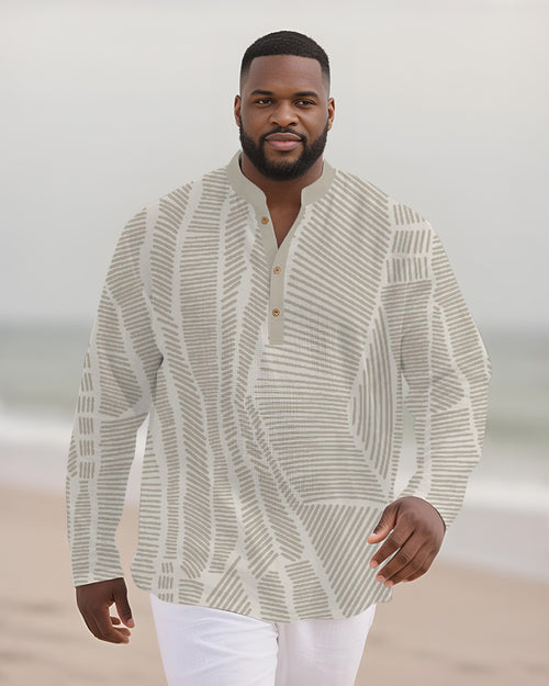 Big & Tall Gray Graphic Patchwork Long Sleeve Shirt for big men view 2