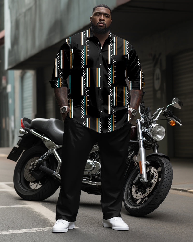 Big & Tall Geometric Graphic Two-piece Set for big men view 1