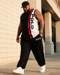 Big & Tall Colorblock Graphic Vest Pants Set for big men view 1