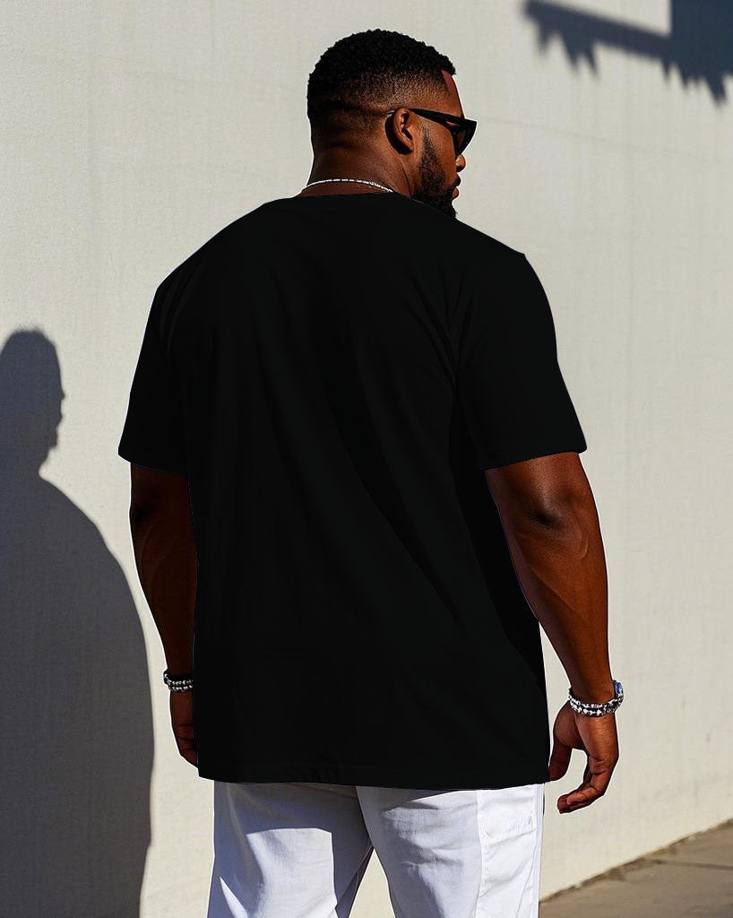 Big & Tall Black White Patchwork Jeans for big men view 2