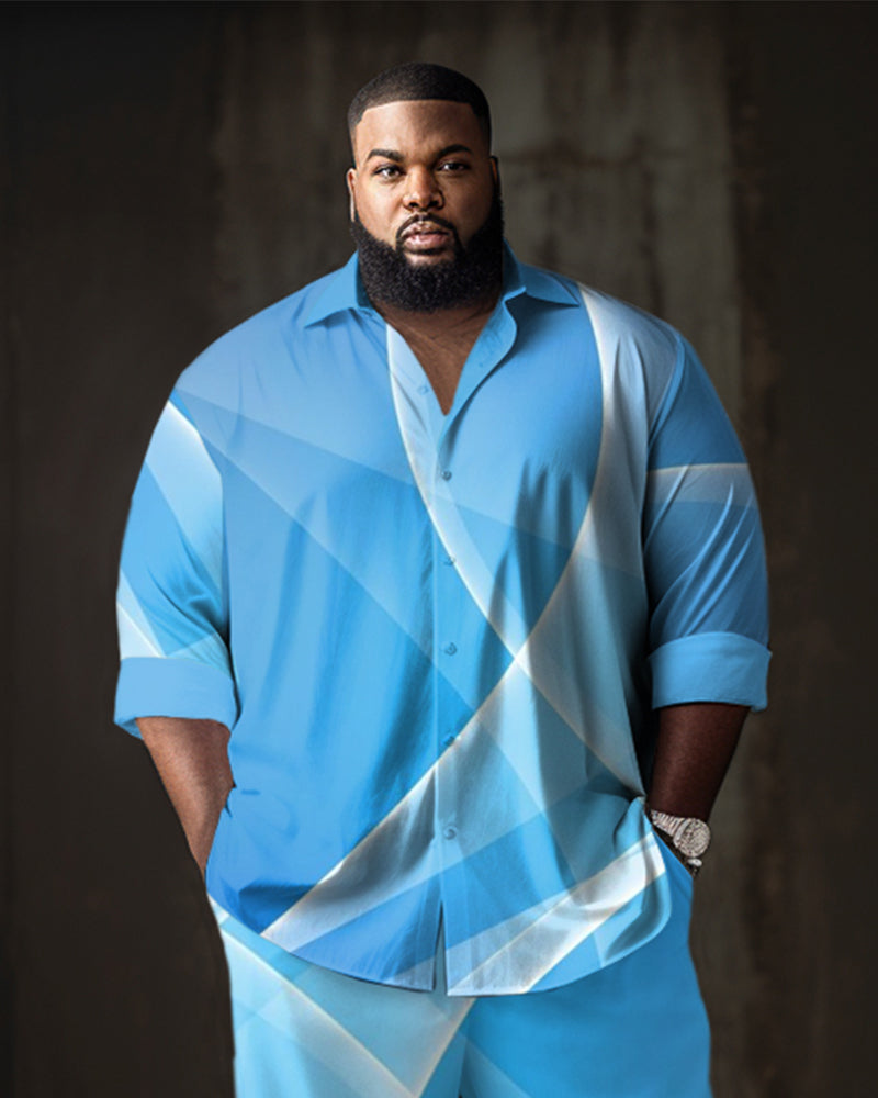 Big & Tall Blue Geometric Two-piece Set for big men view 2