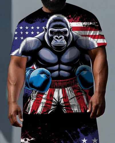 Big & Tall Streetwear T-Shirt Shorts Set for big men view 2