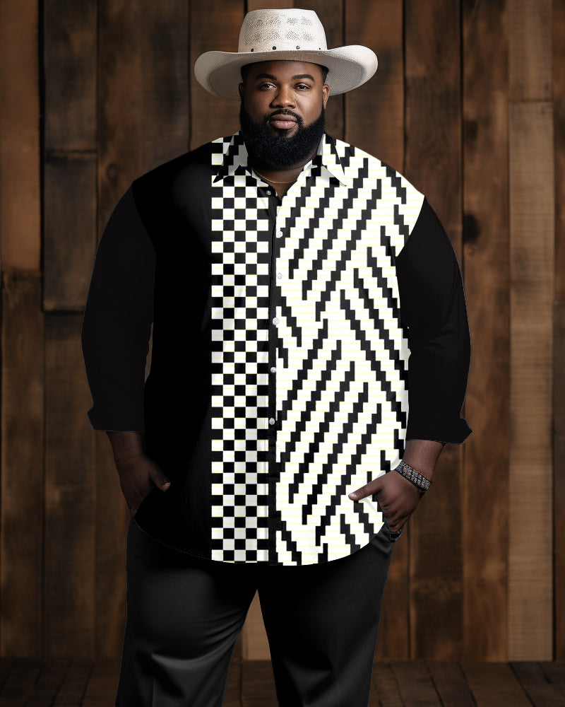 Big & Tall Geometric Shirt Pants Set for big men