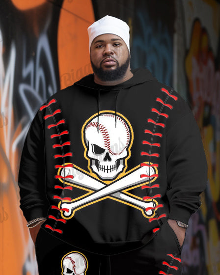 Big & Tall Skull Hoodie Sweatpants Set for big men view 2