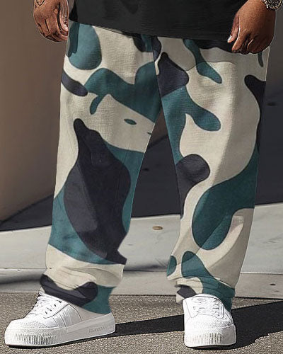 Big & Tall Colorblock Camouflage Two-piece Set for big men view 3