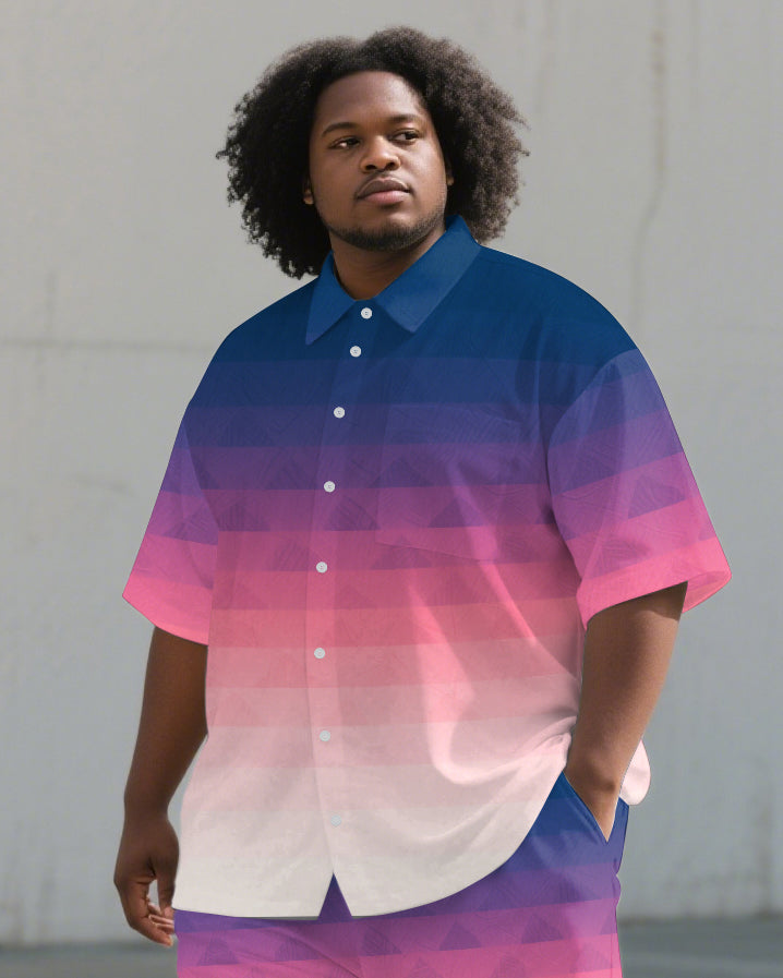 Big & Tall Pink Gradient T-Shirt Shorts Set for big men view 2