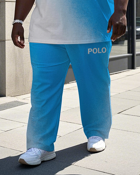 Big & Tall Colorblock Gradient T-Shirt Pants Set for big men view 3