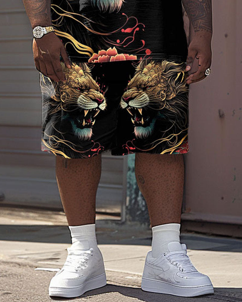 Big & Tall Graphic Streetwear T-Shirt Shorts Set for big men view 3