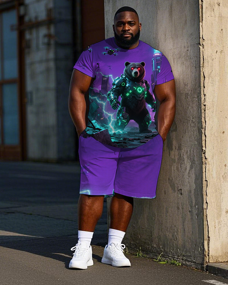 Big & Tall Streetwear T-Shirt Shorts Set for big men view 1