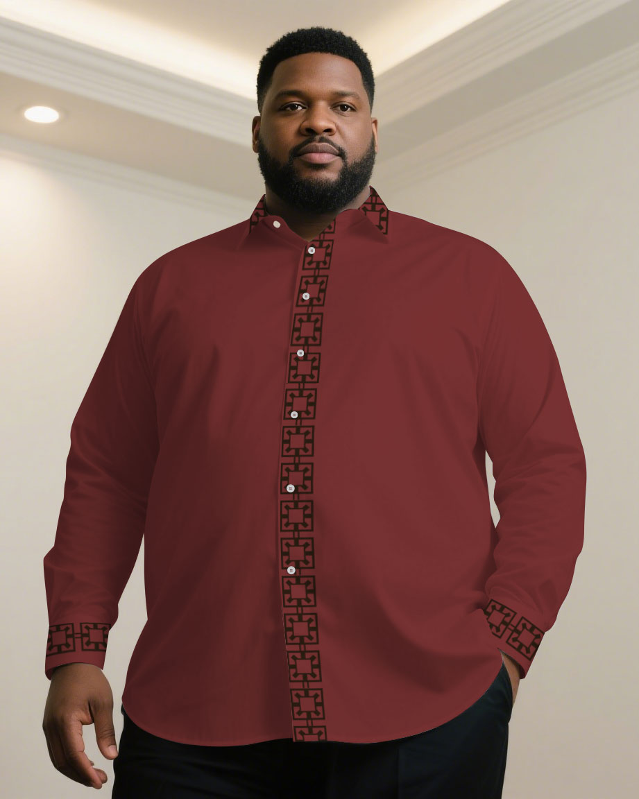 Big & Tall Black White Long Sleeve Shirt for big men view 4