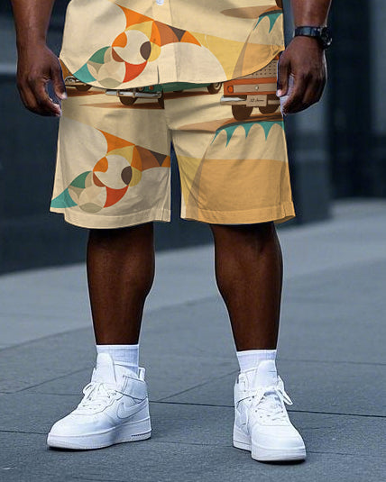 Big & Tall Hawaiian T-Shirt Shorts Set for big men view 3