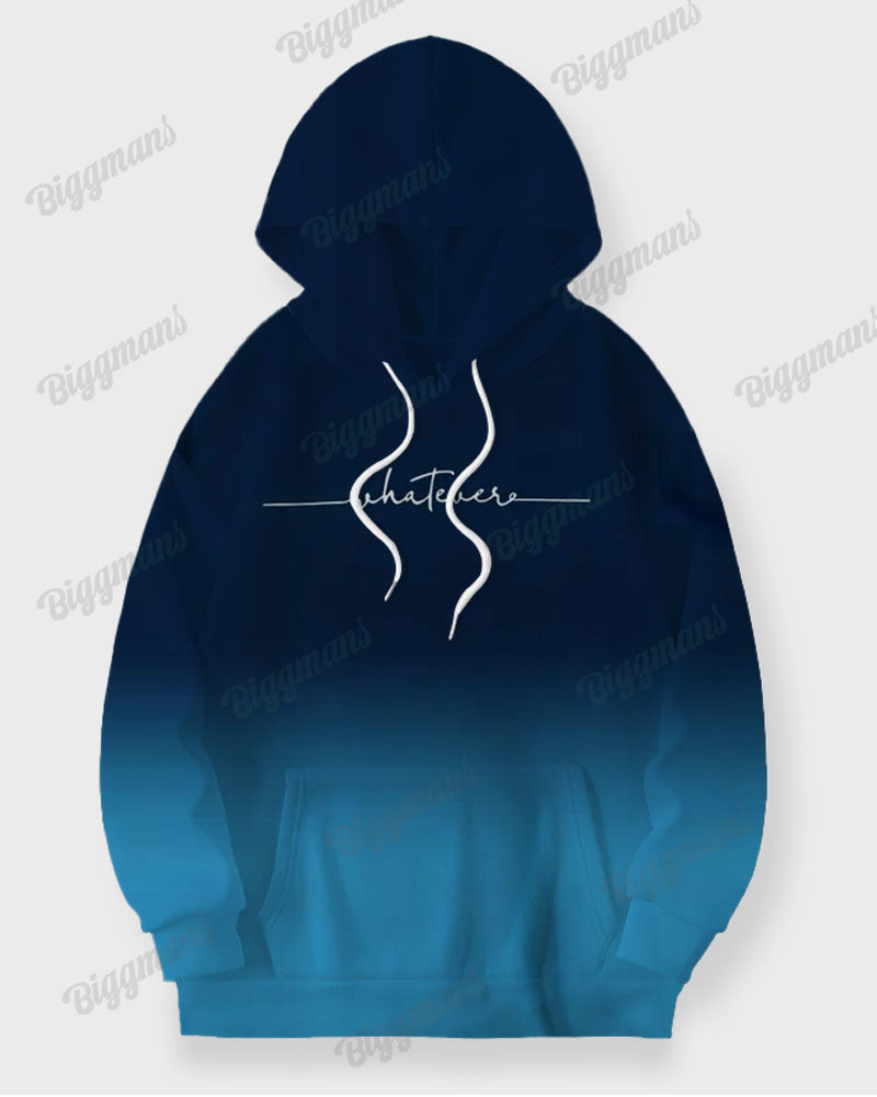 Big & Tall Blue Gradient Hoodie Sweatpants Set for big men view 3