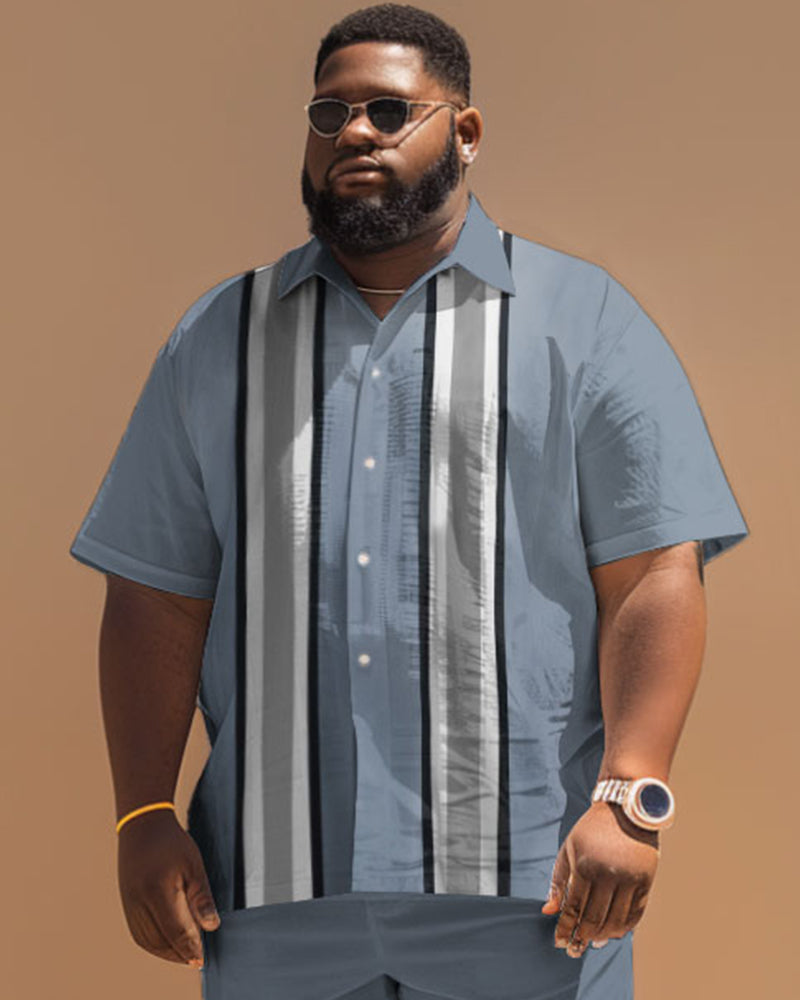Big & Tall Hawaiian Striped Short Sleeve Shirt for big men view 6