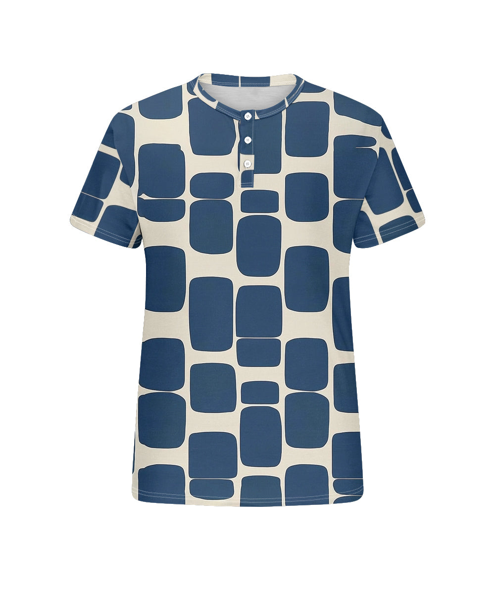 Big & Tall Blue Geometric Graphic T-Shirt for big men view 4
