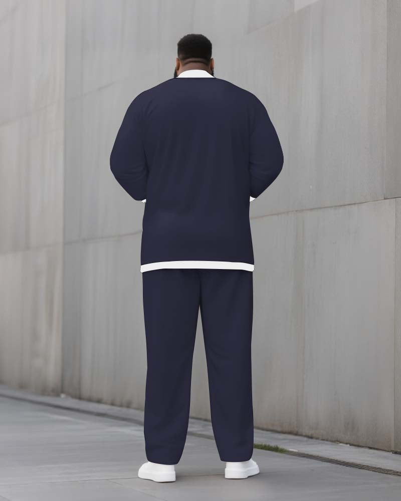 Big & Tall Solid Color Two-piece Set for big men view 10
