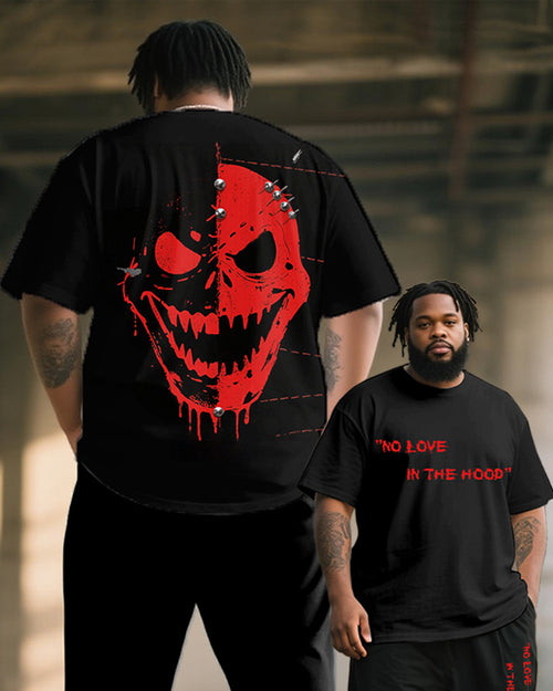 Big & Tall Graphic Graffiti Skull T-Shirt Pants Set for big men view 2