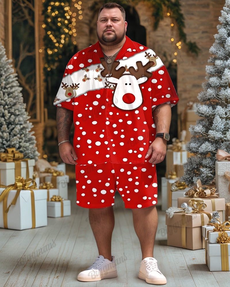Big & Tall Red Graphic T-Shirt Shorts Set for big men view 1