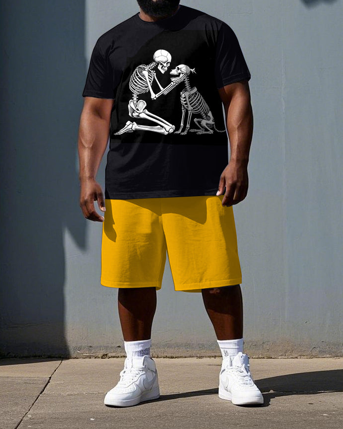 Big & Tall Graphic Skull T-Shirt Shorts Set for big men view 1