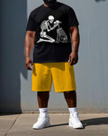Big & Tall Graphic Skull T-Shirt Shorts Set for big men view 1