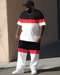 Big & Tall Black Red Colorblock Two-piece Set for big men view 1