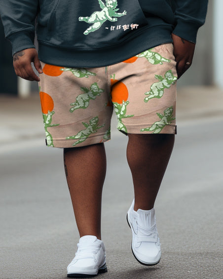 Big & Tall Orange Graffiti Streetwear Hoodie for big men view 3
