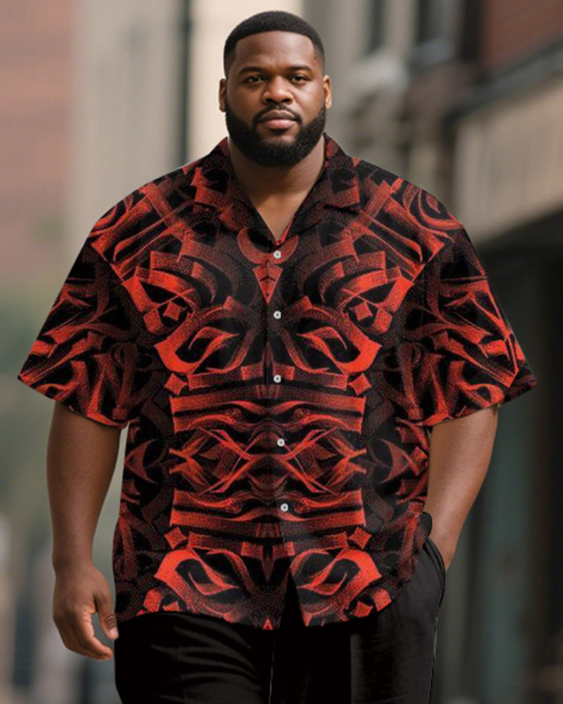 Big & Tall Black Red Gradient T-Shirt Pants Set for big men view 2
