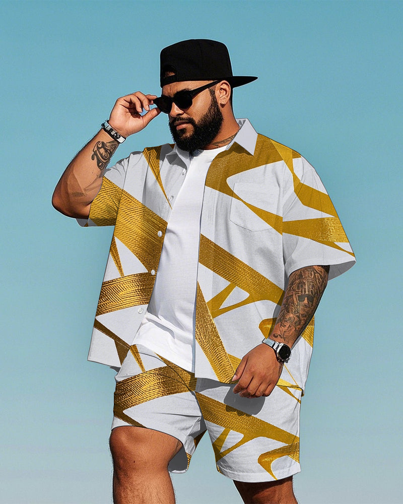 Big & Tall Geometric T-Shirt Shorts Set for big men view 1