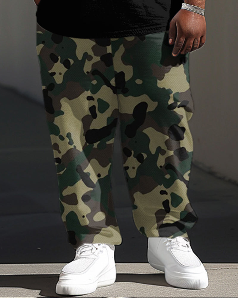 Big & Tall Graphic Camouflage T-Shirt Pants Set for big men view 3