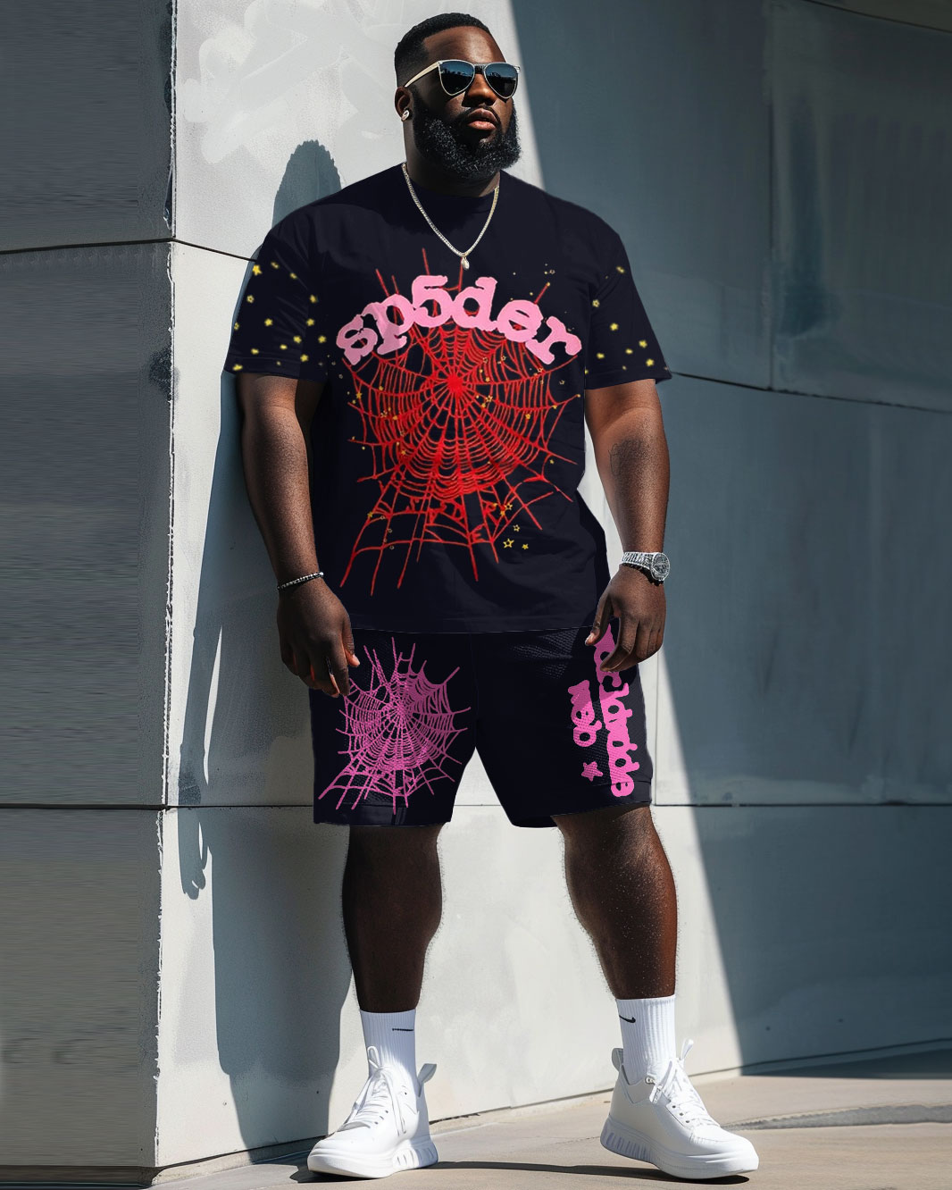 Big & Tall Streetwear T-Shirt Shorts Set for big men view 1