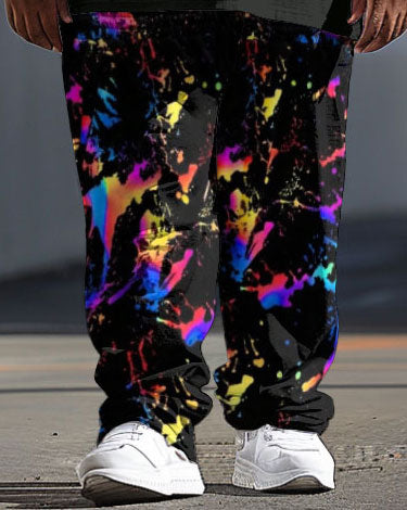 Big & Tall Graphic Splash Ink T-Shirt Pants Set for big men view 3