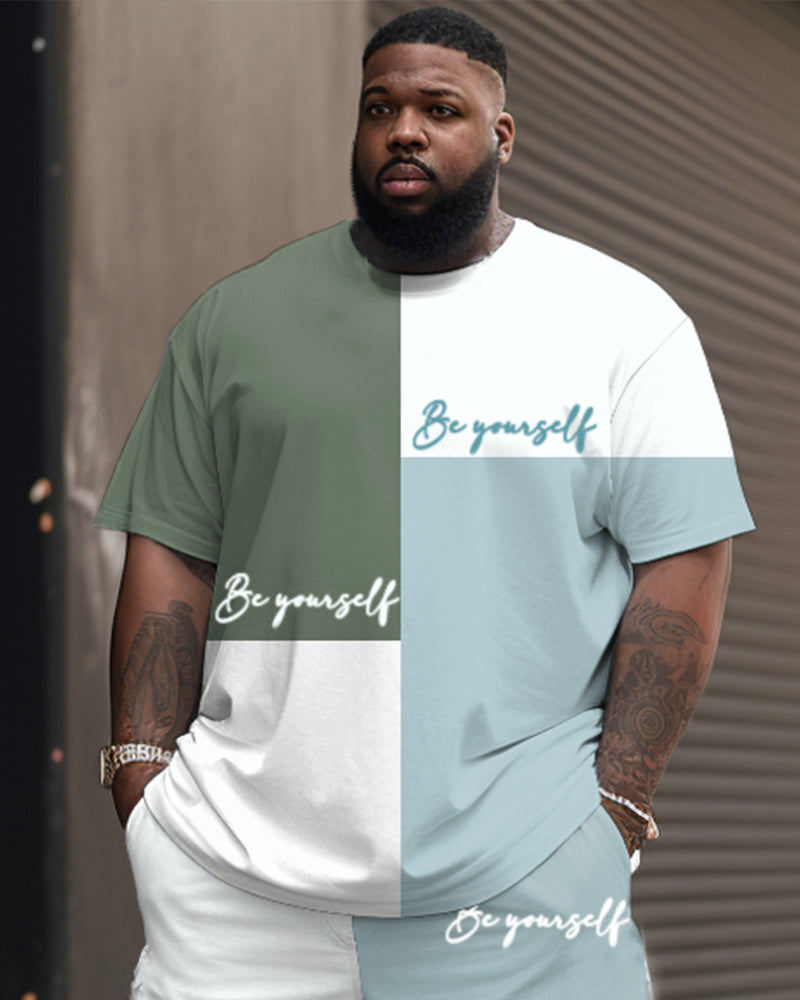 Big & Tall Colorblock Graphic T-Shirt Shorts Set for big men view 2