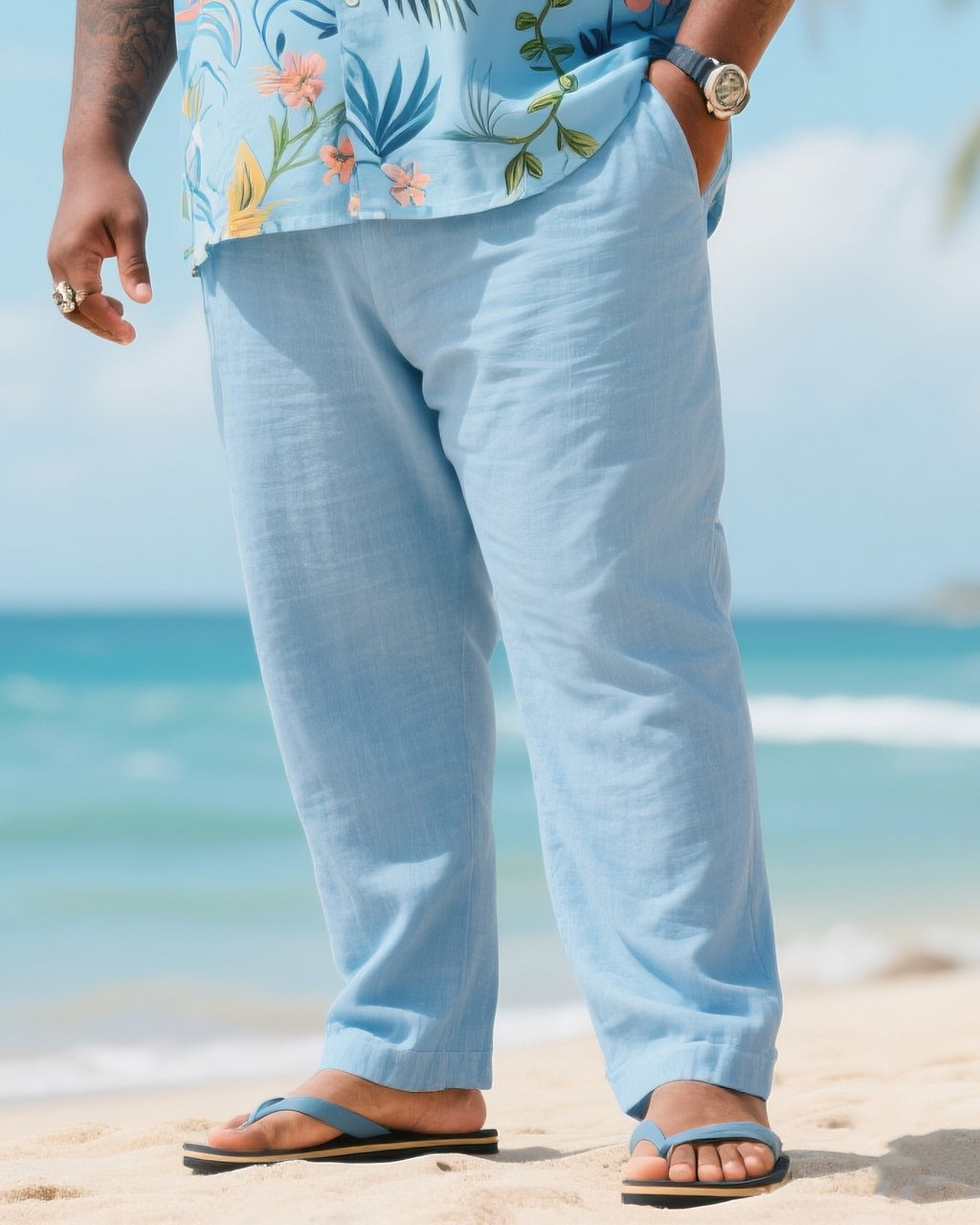 Big & Tall Floral T-Shirt Pants Set for big men view 3