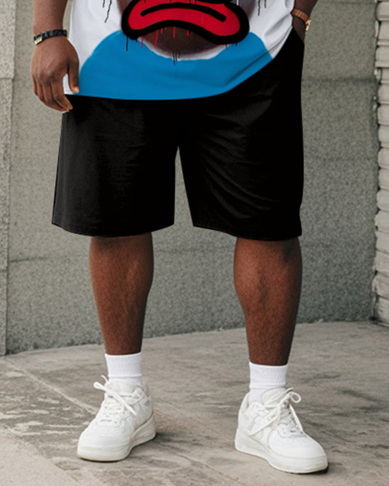 Big & Tall Graphic Graffiti T-Shirt Shorts Set for big men view 3