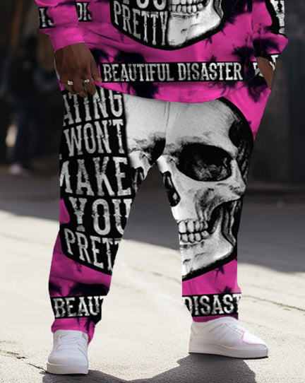 Big & Tall Graffiti Skull Hoodie Sweatpants Set for big men view 3