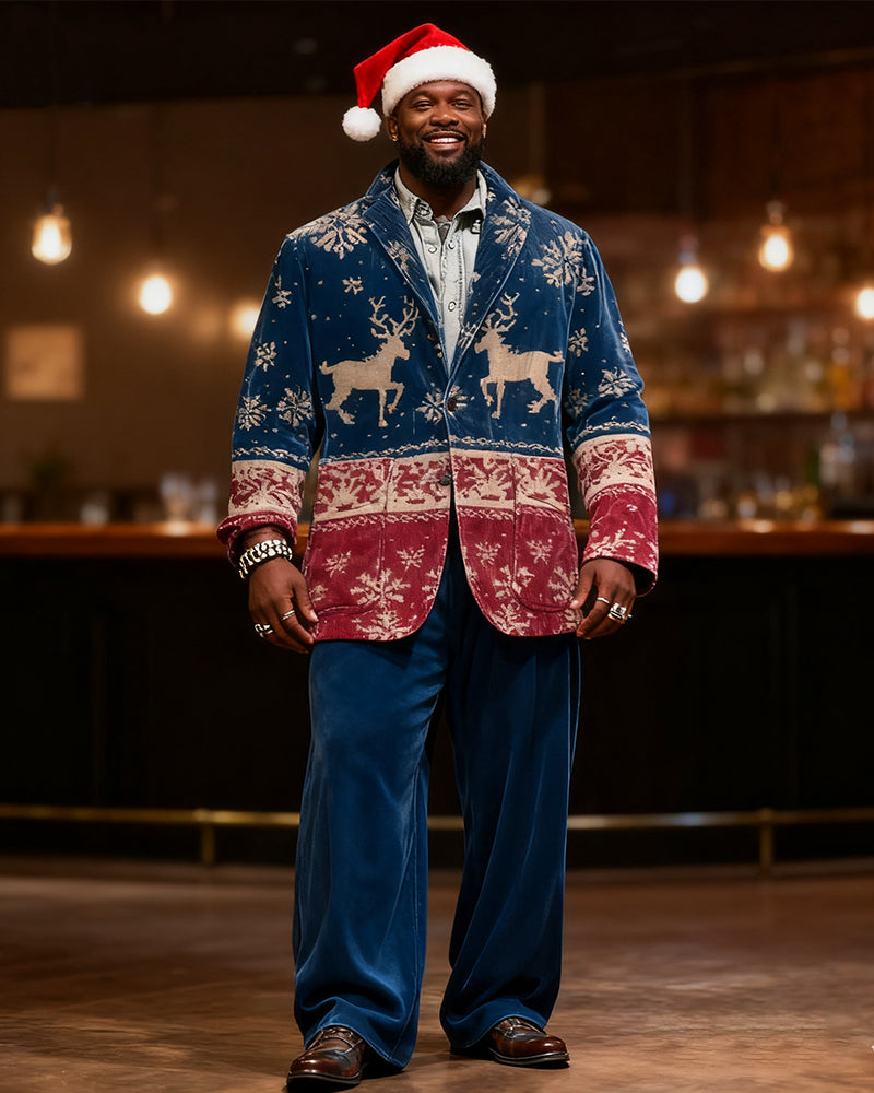 Big & Tall Blue Red Graphic Two-piece Set for big men view 5