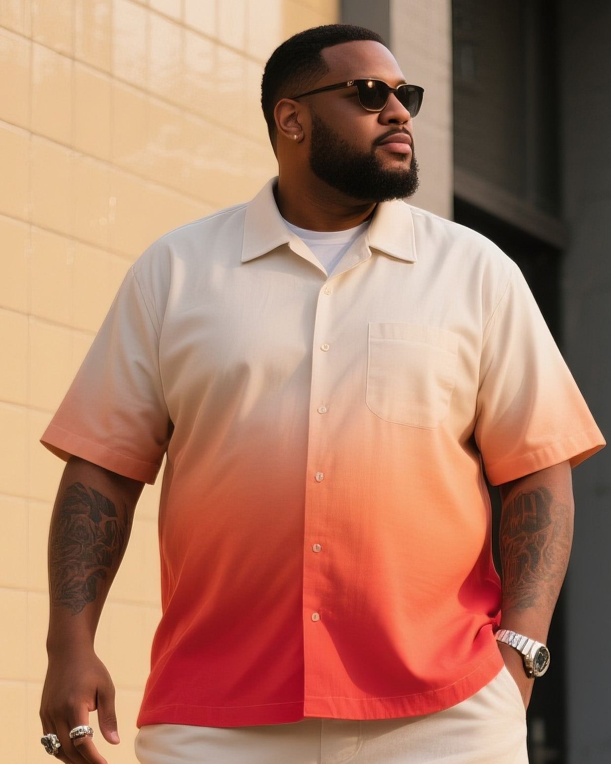 Big & Tall Gradient T-Shirt Shorts Set for big men view 2