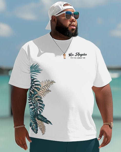 Big & Tall Hawaiian Tropical T-Shirt Shorts Set for big men view 3