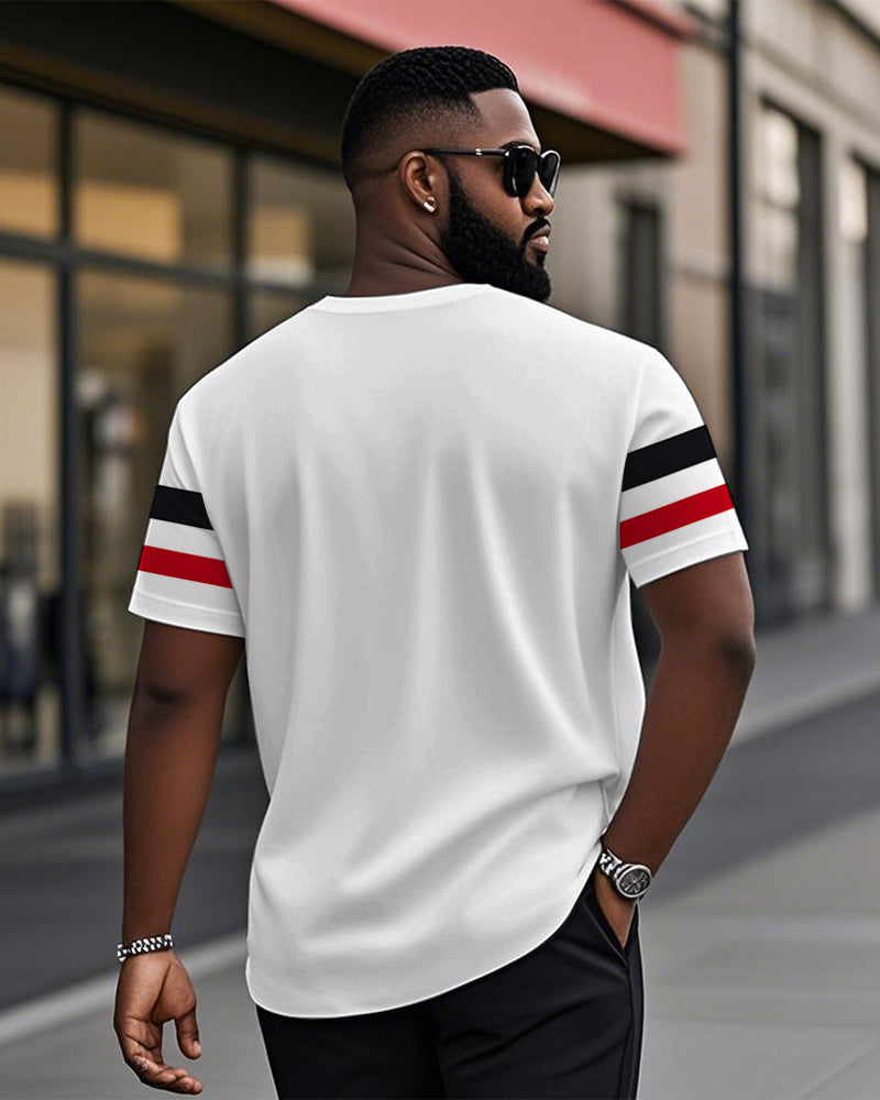 Big & Tall Black Red Striped T-Shirt for big men view 2