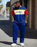 Big & Tall Colorblock Graphic T-Shirt Pants Set for big men view 1