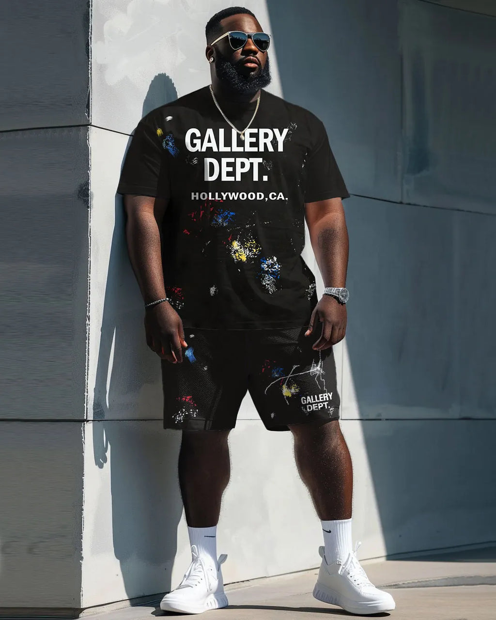 Big & Tall Graphic T-Shirt Shorts Set for big men view 1