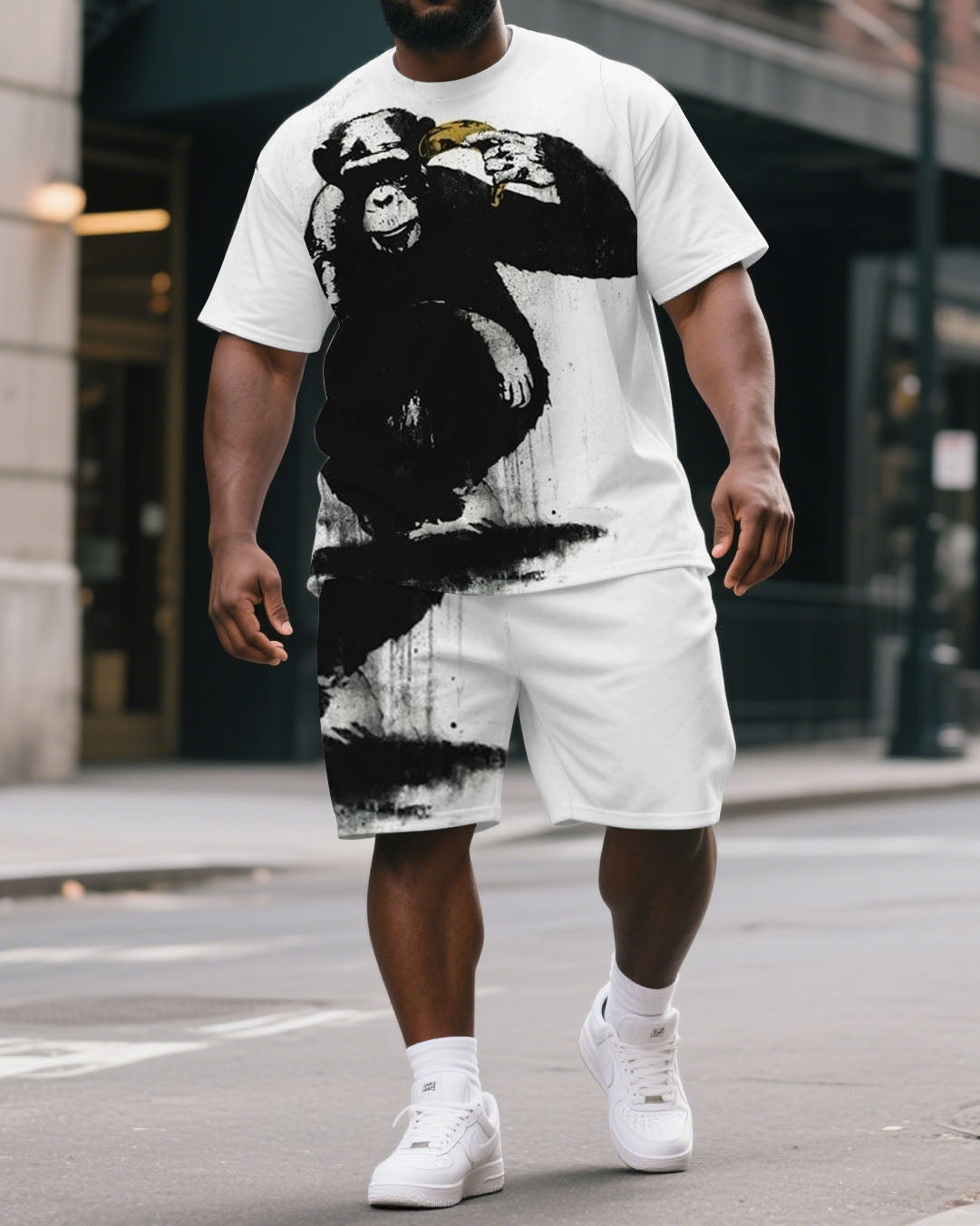 Big & Tall Graphic Splash Ink T-Shirt Shorts Set for big men view 1