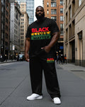 Big & Tall Black Graphic T-Shirt Pants Set for big men view 1