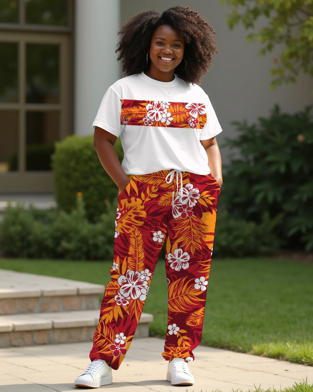 Big & Tall Hawaiian T-Shirt Pants Set for big men view 3