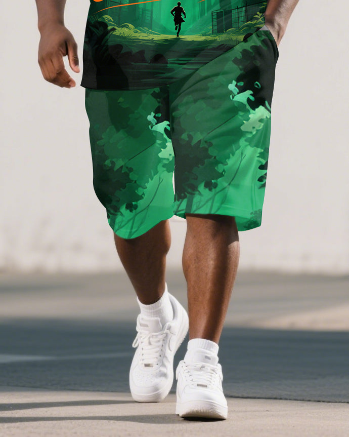 Big & Tall Graphic Graffiti Polo Shorts Set for big men view 3