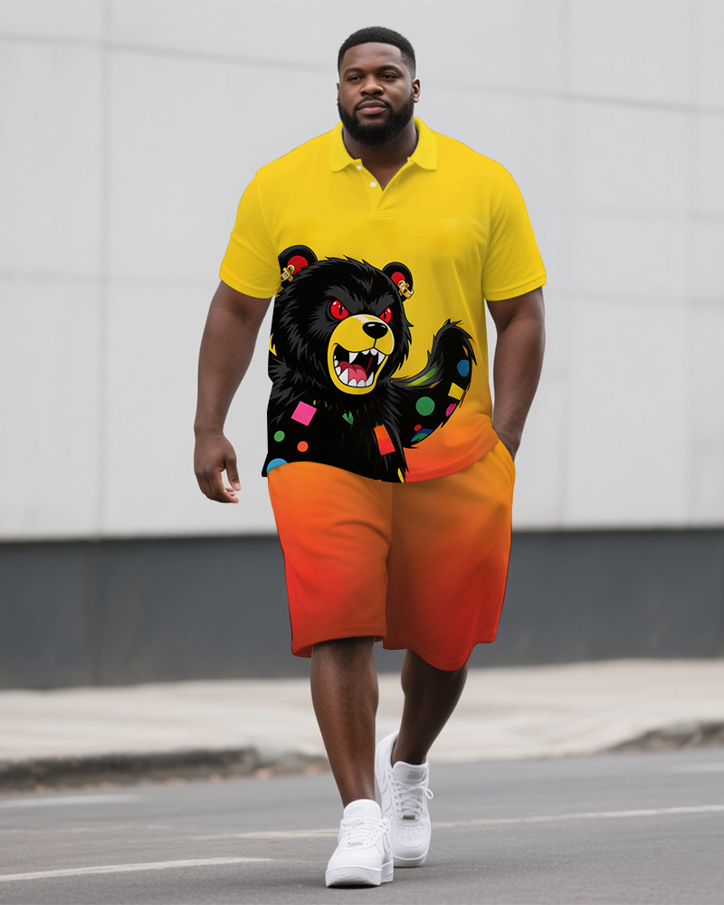 Big & Tall Streetwear Polo Shorts Set for big men view 1