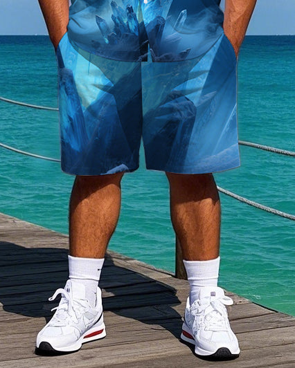 Big & Tall Colorblock T-Shirt Shorts Set for big men view 3