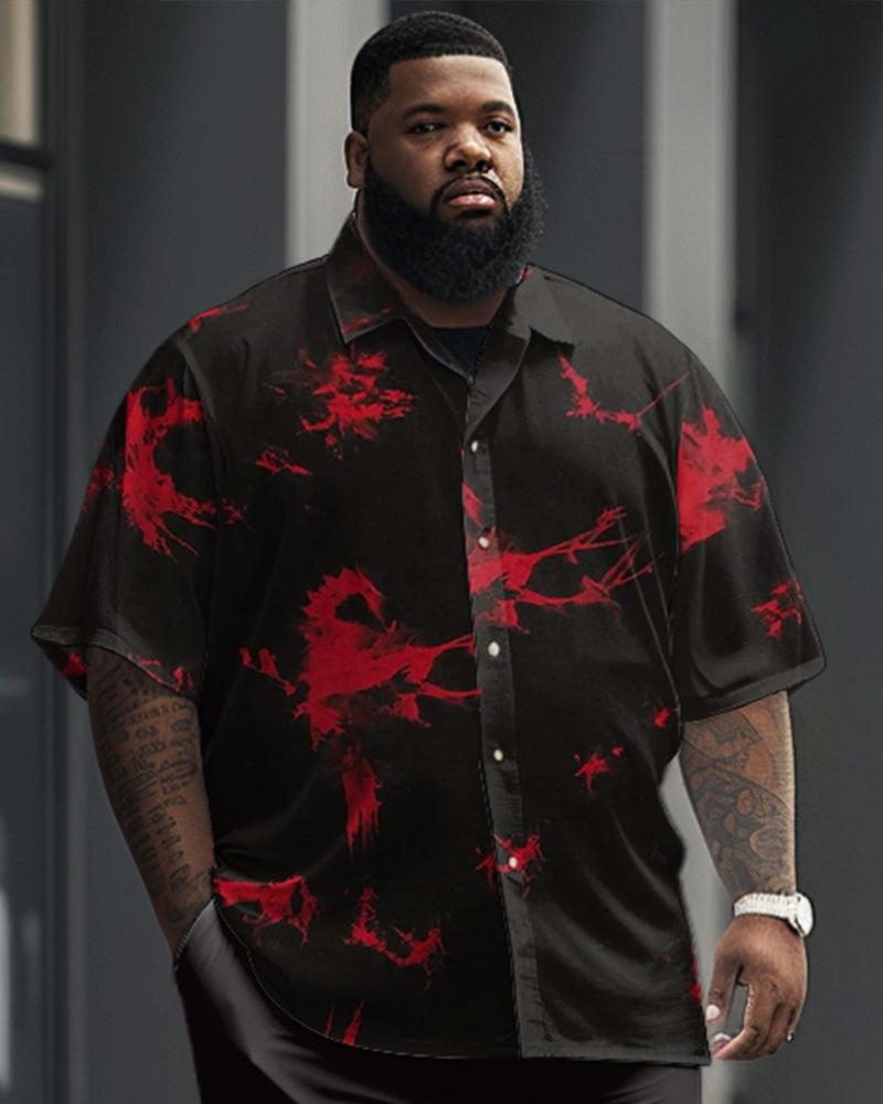 Big & Tall Graphic Splash Ink Shirt Shorts Set for big men view 2